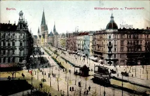 Ak Berlin Schöneberg, Wittenbergplatz, Tauentzienstraße, Straßenbahn, Apotheke