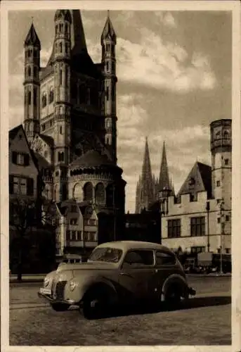 Ak Köln am Rhein, Ford Taunus 1.2 Ltr, Dom und Hohenzollernbrücke, Reklame