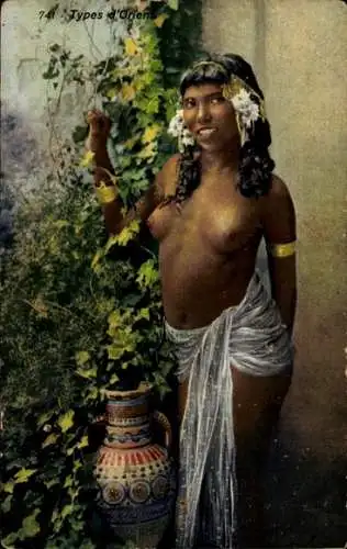 Ak Types d'Orient, Junge Araberin, Portrait, Barbusig