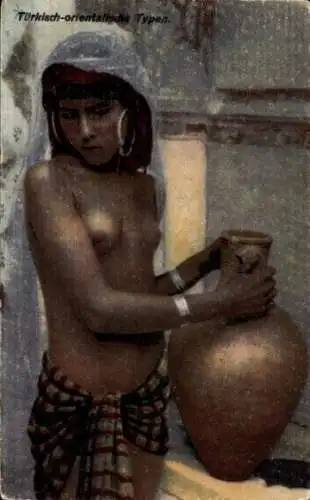 Ak Türkisch-orientalische Typen, junge Frau, barbusig, Erotik