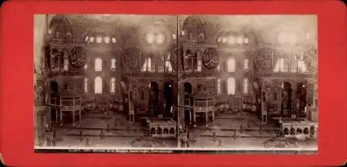 Stereo CdV Konstantinopel Istanbul Türkei, Hagia Sophia, Innenansicht