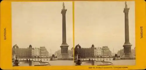 Stereo CdV London City England, Trafalgar Square, Nelson Monument