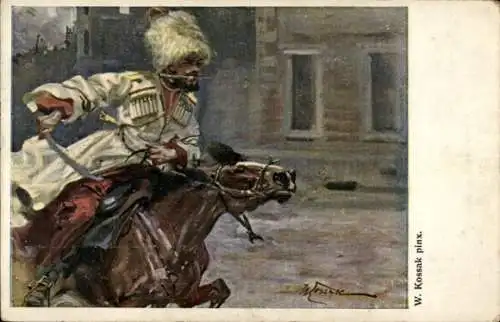 Künstler Ak Kossak, W., Polnischer Reiter mit Schwert