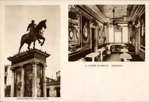 Ak Venezia Venedig Veneto, Cafe Florian, Monumento Colleoni