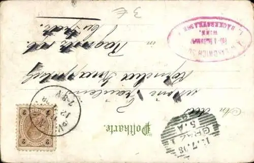 Litho Nobler Mann, Monokel, Zigarette, Hut