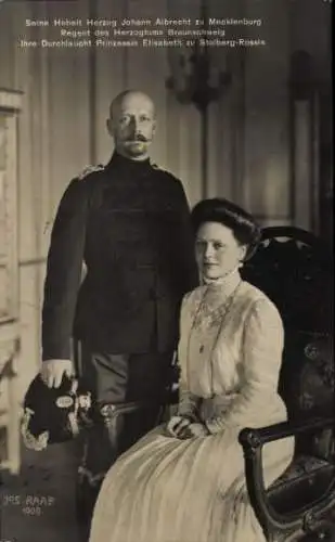 Ak Herzog Johann Albrecht zu Mecklenburg, Prinzessin Elisabeth zu Stolberg Rossla