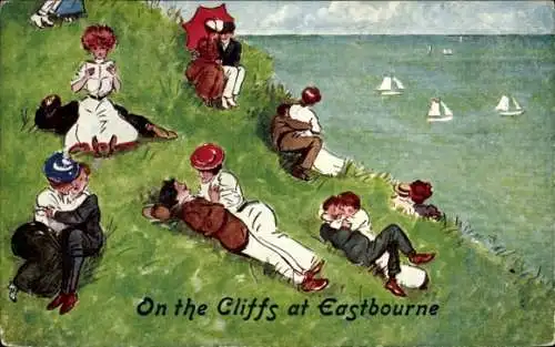 Künstler Ak On the Cliffs at Eastbourne