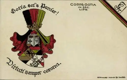 Studentika Ak Leipzig, Corps Gotia, Wappen, RSC Rudolstädter Senioren Convent