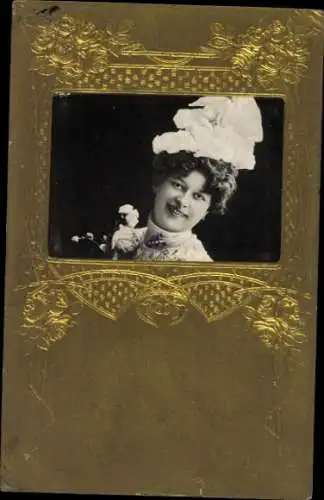 Passepartout Ak Frau, Portrait