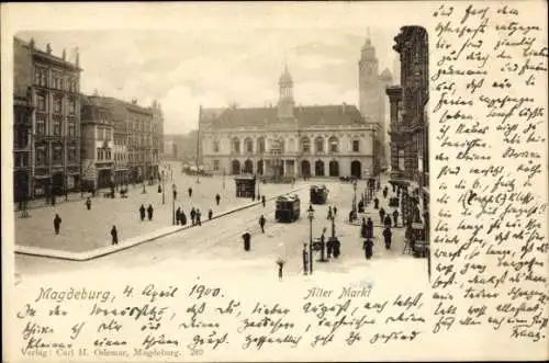 Ak Magdeburg an der Elbe,  4. April 1900. In der Aller Marki...