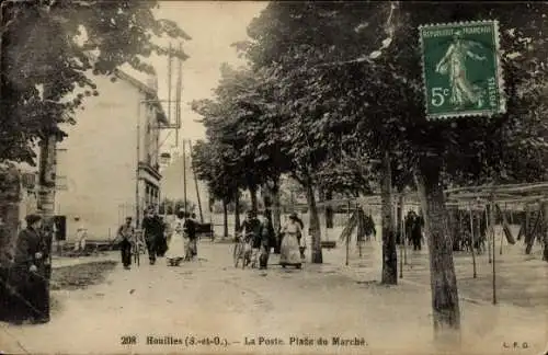 Ak Houilles Yvelines, Place du Marché