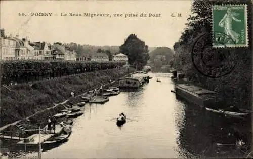 Ak Poissy Yvelines, Poissy - Le Bras Migneaux, vue prise du Pont C. M.