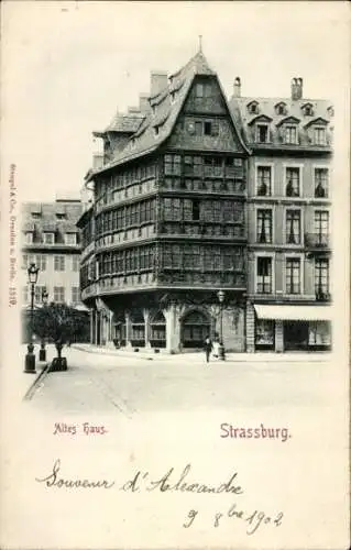 Relief Ak Straßburg Straßburg Elsass Bas Rhin, Blick auf altes Haus