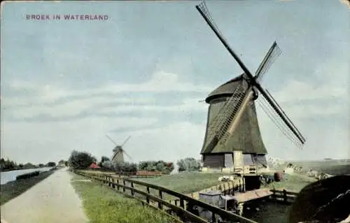 Ak Broek in Waterland Nordholland Niederlande, Molen