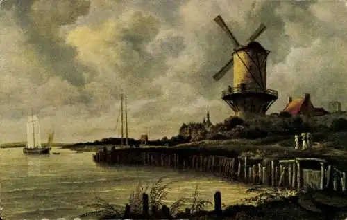 Künstler Ak von Ruisdael, Jacob, Wijk bij Duurstede Utrecht, Windmühle, Werbung Krone-Brikett