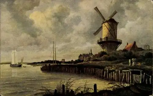 Künstler Ak von Ruisdael, Jacob, Wijk bij Duurstede Utrecht, Windmühle, Werbung, Krone-Brikett