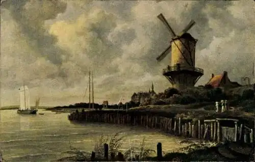 Künstler Ak von Ruisdael, Jacob, Wijk bij Duurstede Utrecht, Windmühle, Werbung, Krone-Brikett