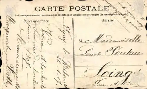 Handgemalt Ak Vergissmeinnicht und Rosen