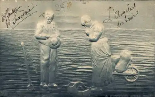 Präge Ak Betende Bauern auf dem Feld