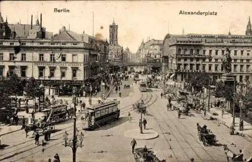 Ak Berlin Mitte, Alexanderplatz, Bahnhof, Photographisches Atelier, Straßenbahnen