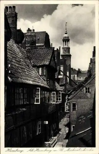 Ak Hamburg Mitte Altstadt, Fachwerkbau, St. Michaeliskirche