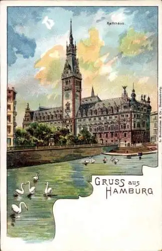 Litho Hamburg Mitte Altstadt, Rathaus