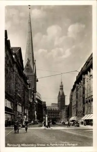 Ak Hamburg, Mönckebergstraße, Petrikirche, Rathaus