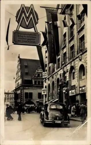 Ak Leipzig in Sachsen, Messehaus Handelshof, Grimmaische Straße, Haus Rat, Auto KA 59 22