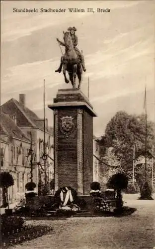 Ak Breda Nordbrabant Niederlande, Standbeeld Stadhouder Willem III