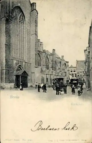 Ak Breda Nordbrabant Niederlande, Kirchenplatz, Kirche