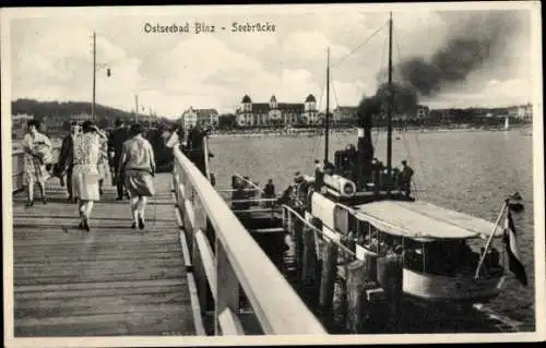 Ak Seebad Binz auf Rügen, Seebrücke, Dampfer