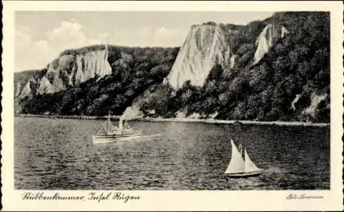 Ak Stubbenkammer Sassnitz, Dampfer, Segelboot, Strand