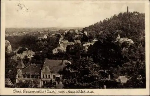Ak Bad Freienwalde an der Oder, Teilansicht mit Aussichtsturm