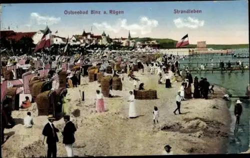 Ak Seebad Binz auf Rügen, Strandleben