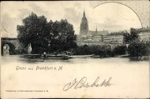 Ak Frankfurt am Main, Teilansicht, Brücke