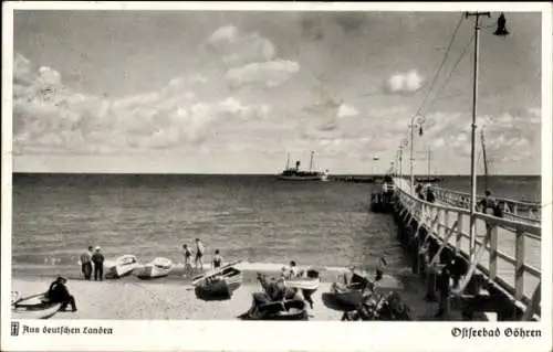 Ak Ostseebad Göhren auf Rügen, Seebrücke, Strand