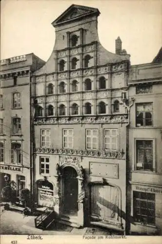 Ak Lübeck in Schleswig Holstein, Fassade am Kohlmarkt