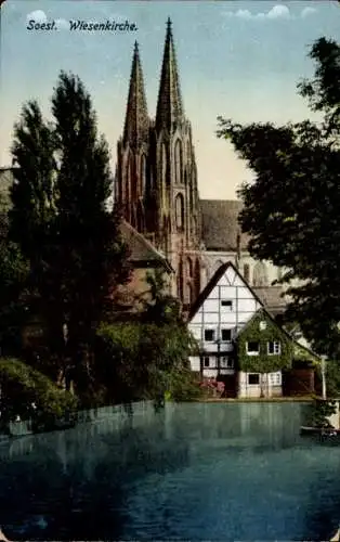 Ak Soest in Nordrhein Westfalen, Großer Teich, Wiesenkirche