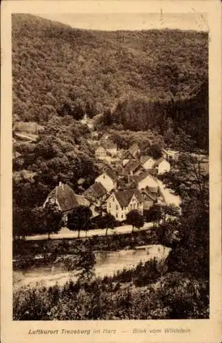 Ak Treseburg Thale im Harz, Gesamtansicht vom Wildstein