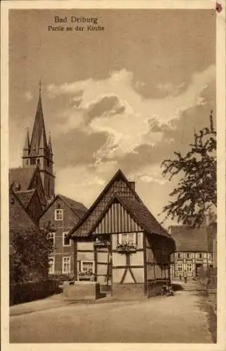 Ak Bad Driburg in Westfalen, Teilansicht, Kirche