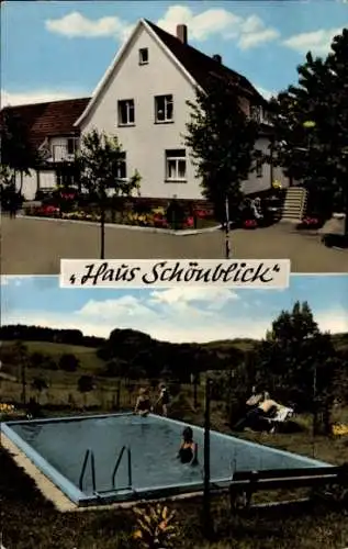 Ak Odenspiel Reichshof im Oberbergischen Land, Haus Schönblick, Schwimmbad