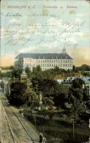 Ak Weißenfels an der Saale, Promenade, Schloss.