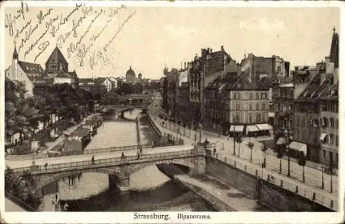 Ak Strasbourg Straßburg Elsass Bas Rhin, Illpanorama