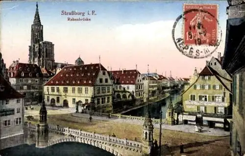 Ak Strasbourg Straßburg Elsass Bas Rhin, Rabenbrücke, Teilansicht