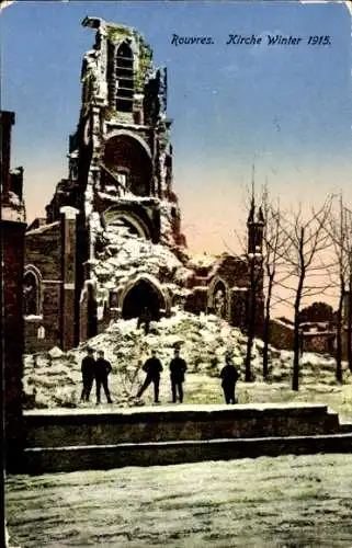 Ak Rouvres Haute Marne, zerstörte Kirche im Winter 19115