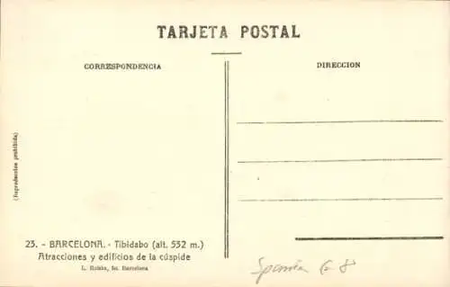 Ak Barcelona Katalonien Spanien, Bergbahn Tibidabo