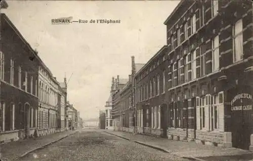 Ak Ronse Renaix Ostflandern, Rue de l'Éléphant, Straßenansicht, historische Architektur