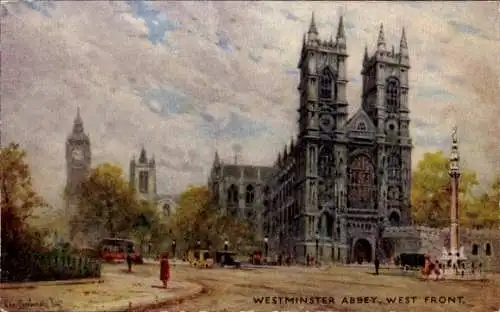 Künstler Ak London, Westminster Abbey, West Front, Tuck Nr. 3583