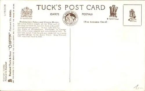 Künstler Ak London City, Buckingham Palace and Victoria Memorial