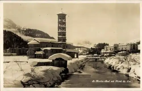 Ak Sankt Moritz Bad Kanton Graubünden, Hotel du Lac im Winter